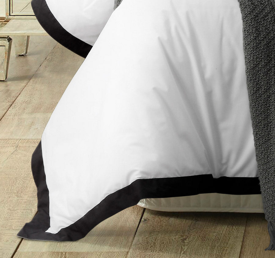Hotel Deluxe Tailored Quilt Cover Set Range White and Black