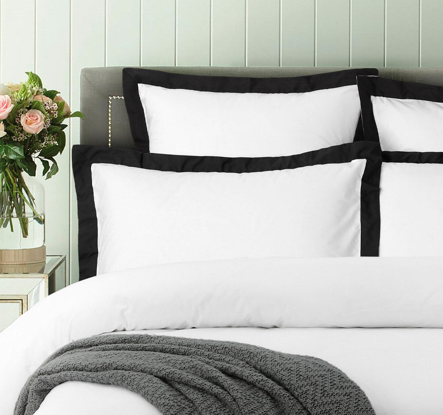 Hotel Deluxe Tailored Quilt Cover Set Range White and Black