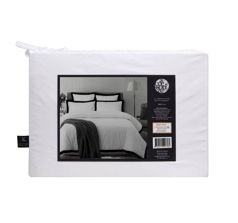 Hotel Deluxe Tailored Quilt Cover Set Range White and Black