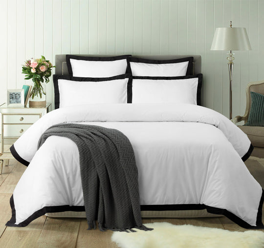 Hotel Deluxe Tailored Quilt Cover Set Range White and Black