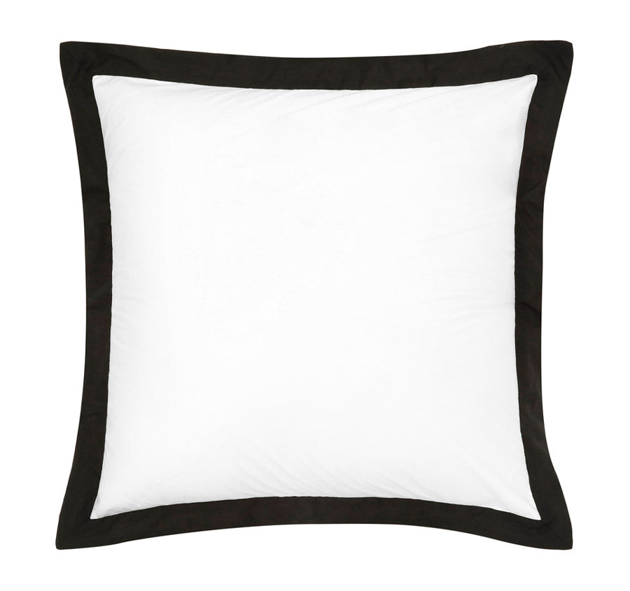 Hotel Deluxe European Tailored Pillowcase Pair White and Black