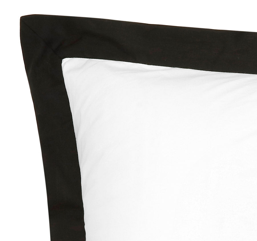 Hotel Deluxe European Tailored Pillowcase Pair White and Black