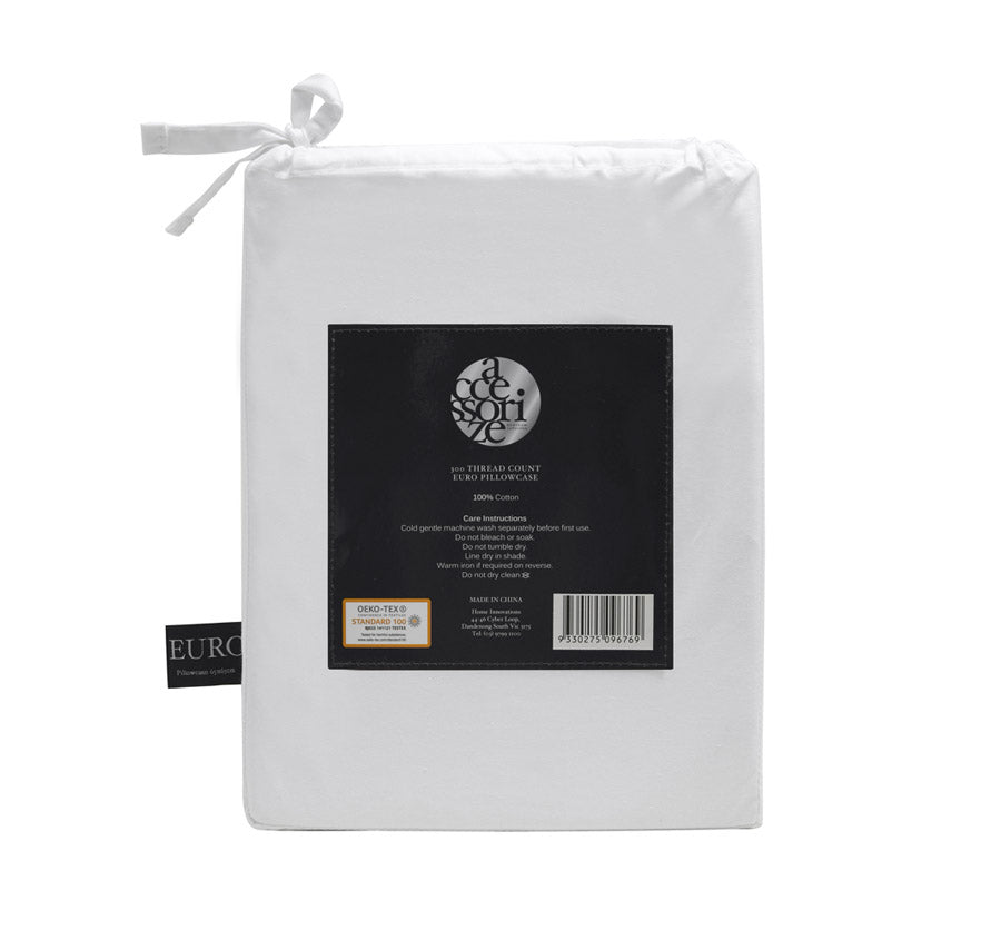 Hotel Deluxe European Tailored Pillowcase Pair White and Black