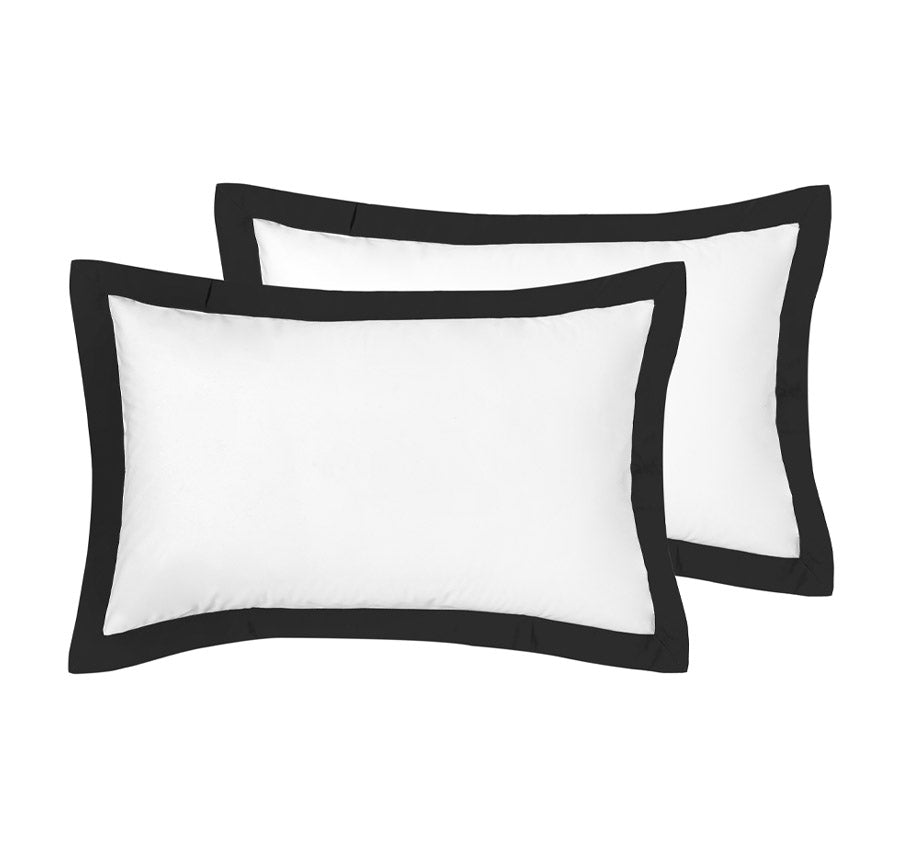 Hotel Deluxe Standard Tailored Pillowcase Pair White and Black
