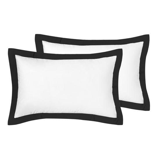 Hotel Deluxe Standard Tailored Pillowcase Pair White and Black