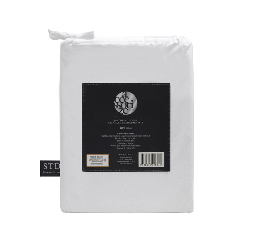 Hotel Deluxe Standard Tailored Pillowcase Pair White and Black