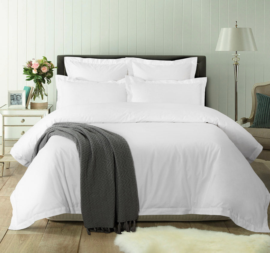 Hotel Deluxe Tailored Quilt Cover Set Range White
