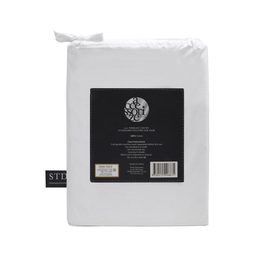 Hotel Deluxe Standard Tailored Pillowcase Pair White