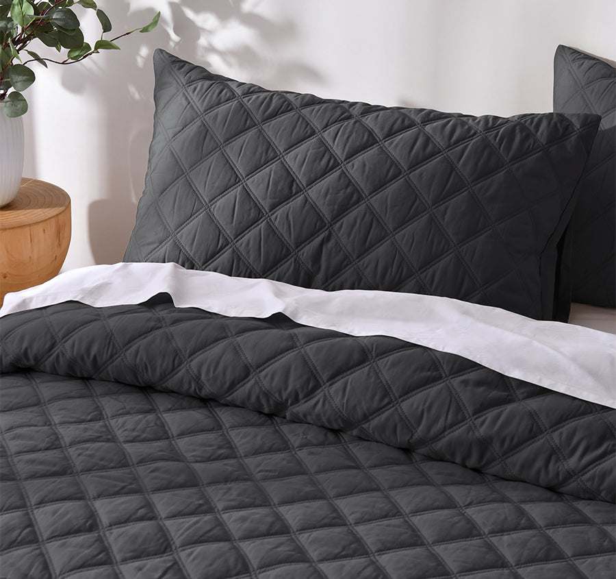 Madison Quilt Cover Set Range Charcoal
