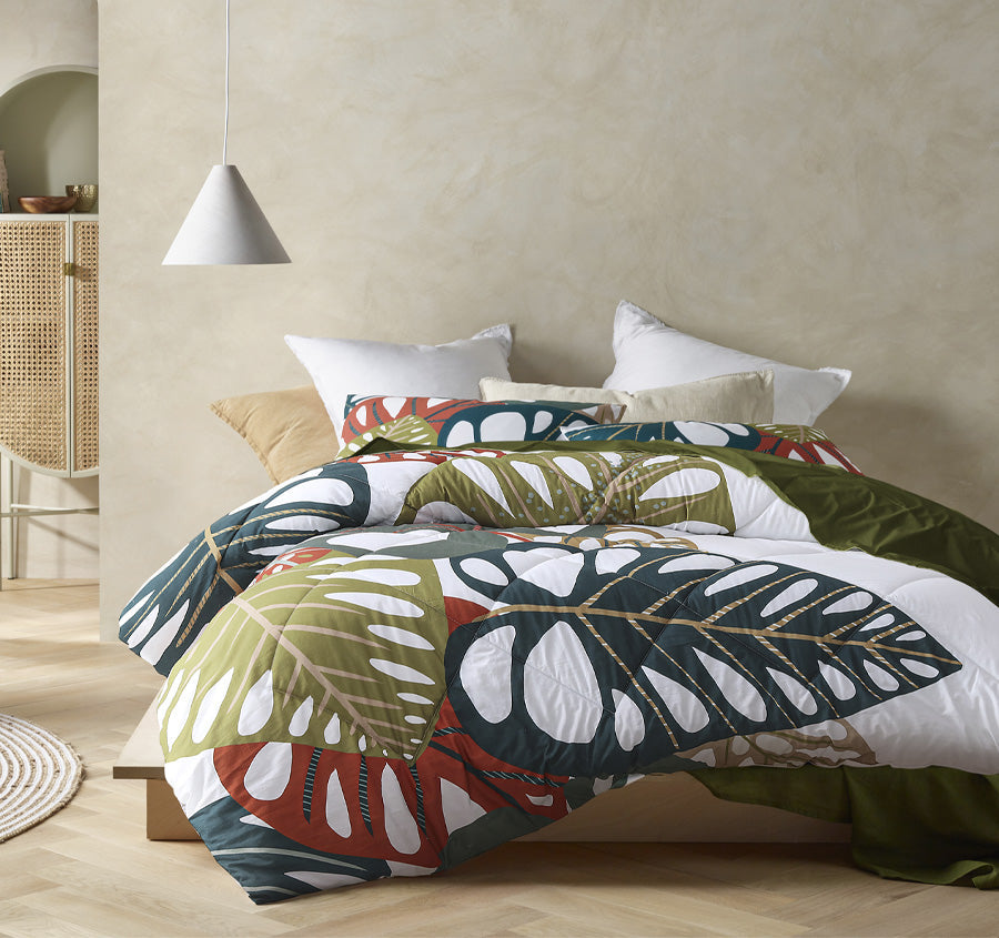 Monstera Comforter Set Range Multi