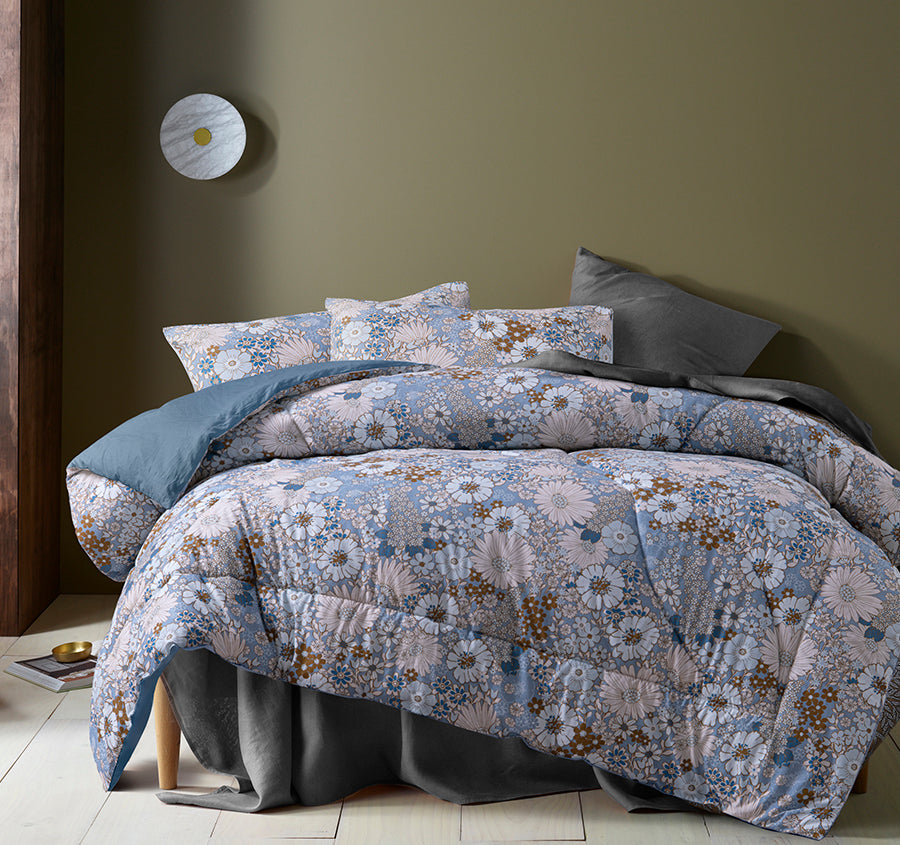 Rainbow Garden Comforter Set Range Blue