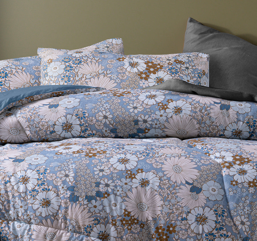 Rainbow Garden Comforter Set Range Blue