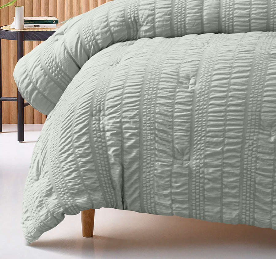 Seersucker Comforter Set Range Sage