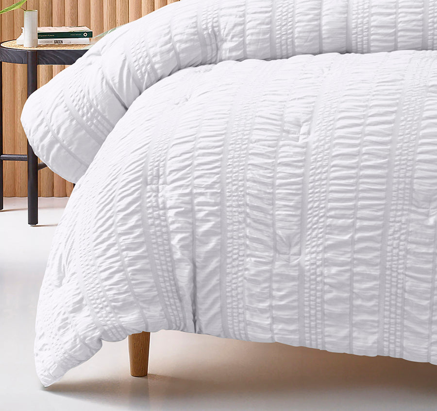 Seersucker Comforter Set Range White
