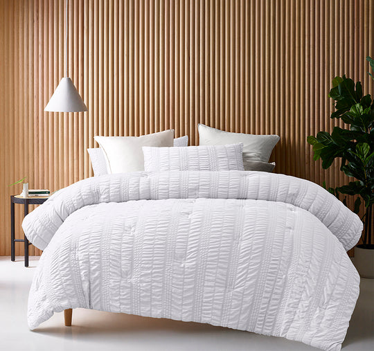 Seersucker Comforter Set Range White