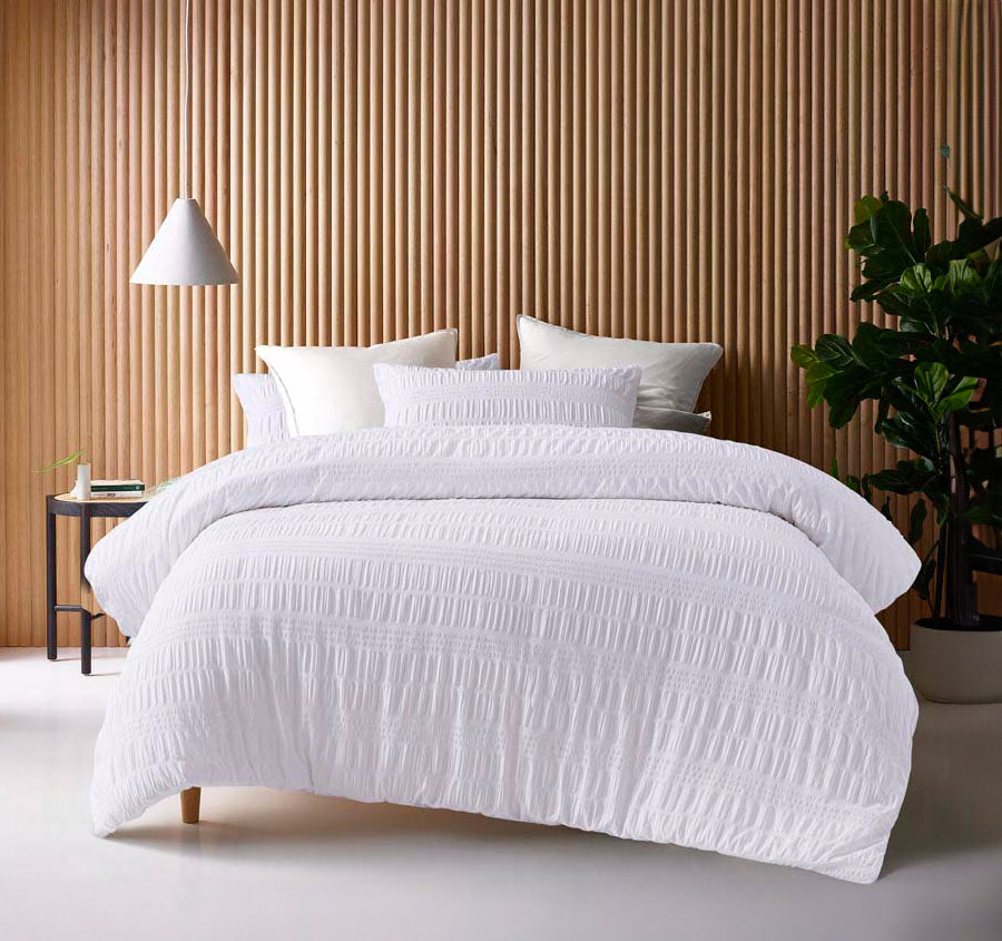 Seersucker Quilt Cover Set Range White