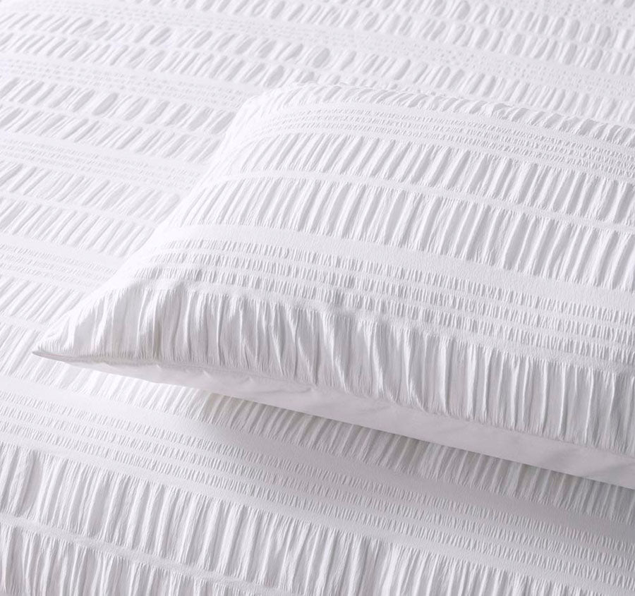 Seersucker Quilt Cover Set Range White