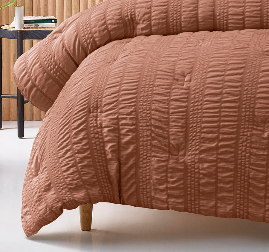 Seersucker Comforter Set Range Tobacco