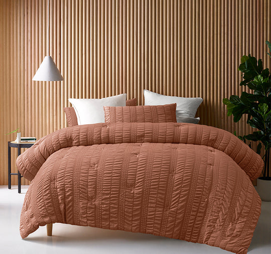 Seersucker Comforter Set Range Tobacco