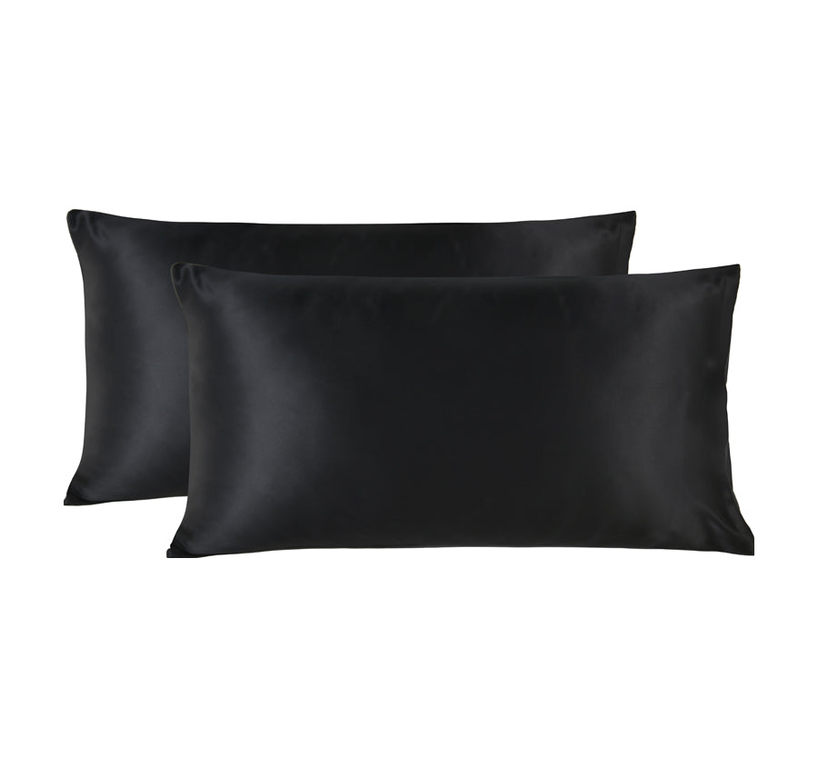 Silk King Pillowcase Pair Black