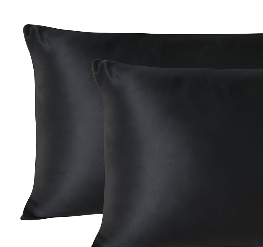 Silk King Pillowcase Pair Black