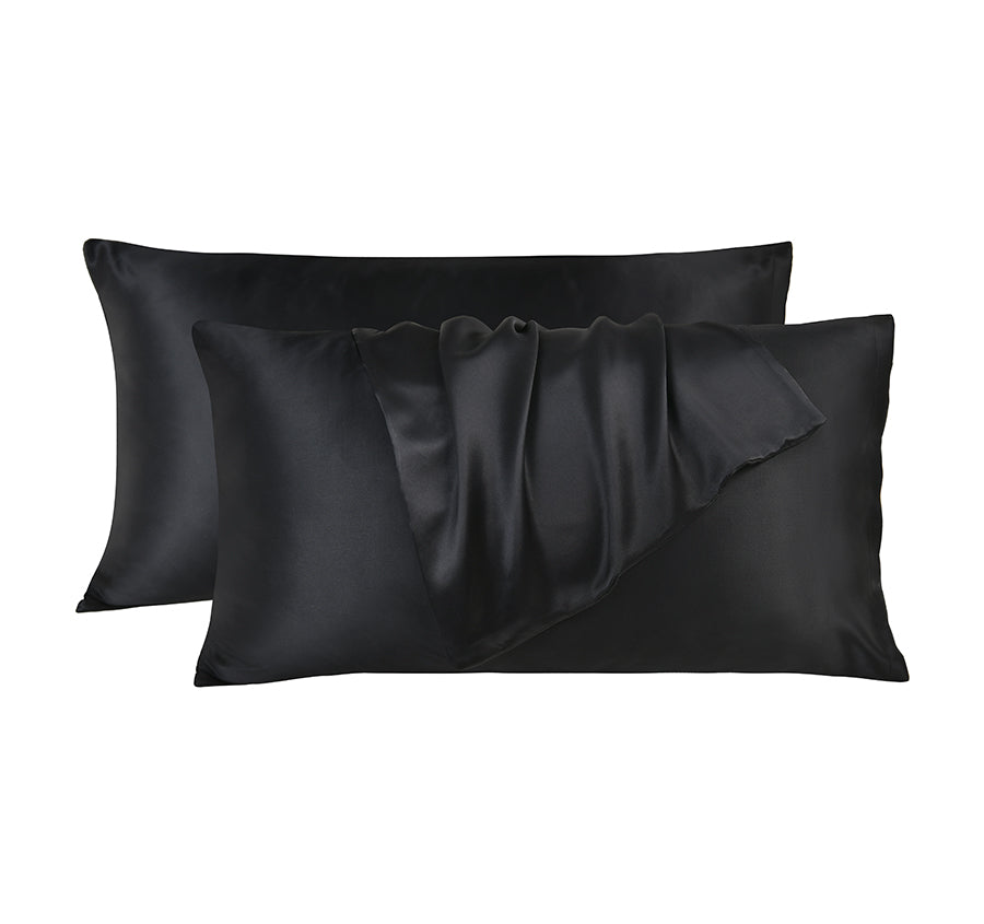 Silk King Pillowcase Pair Black