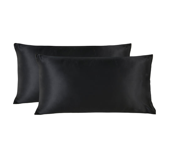 Silk King Pillowcase Pair Black