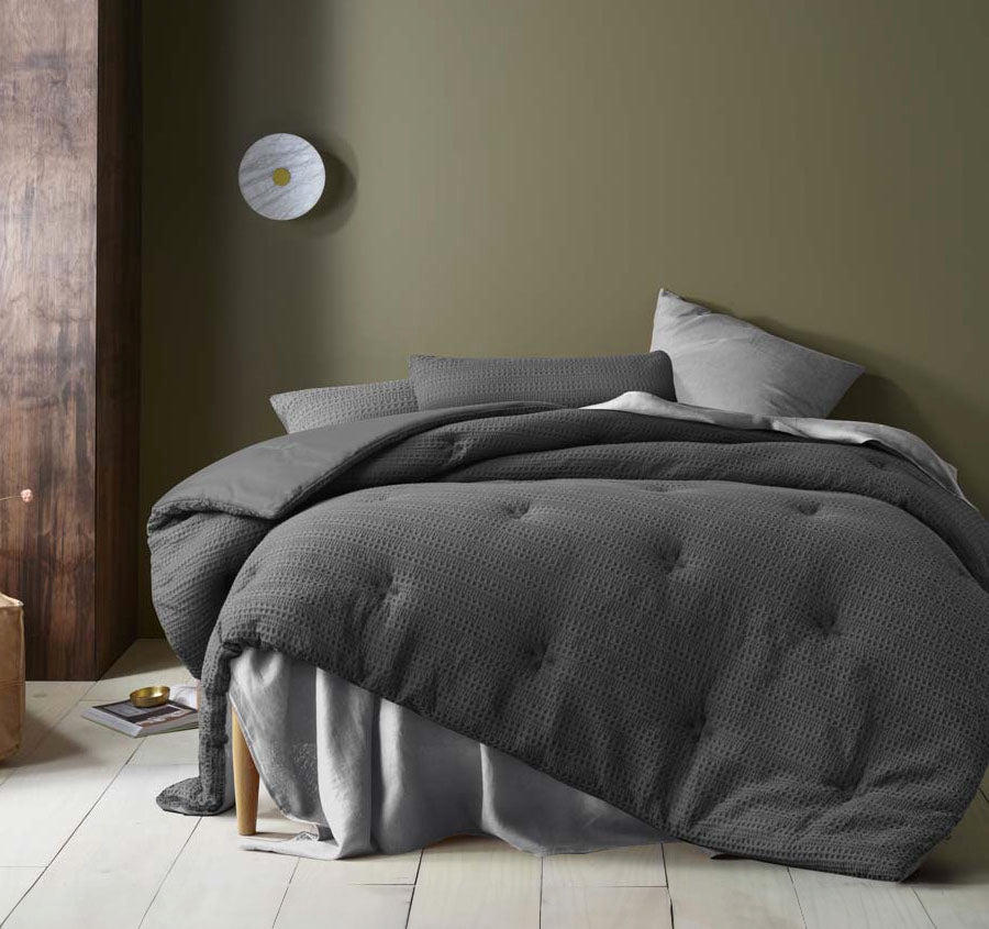 Soho Waffle Comforter Set Range Dark Grey