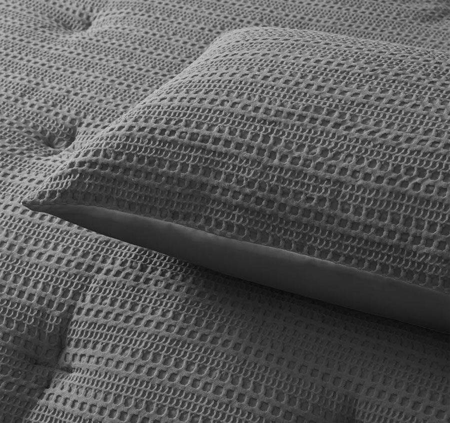 Soho Waffle Comforter Set Range Dark Grey