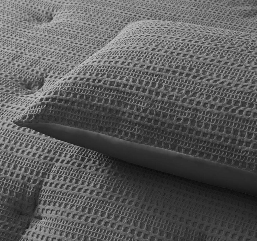 Soho Waffle Quilt Cover Set Range Dark Grey