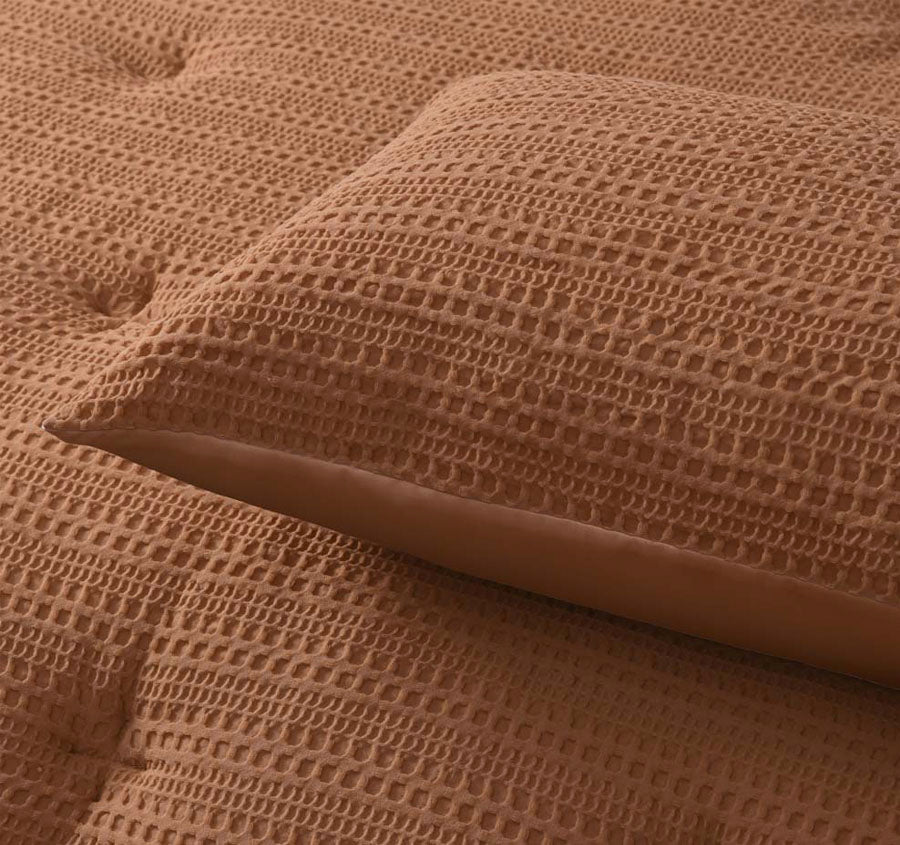 Soho Waffle Quilt Cover Set Range Tobacco