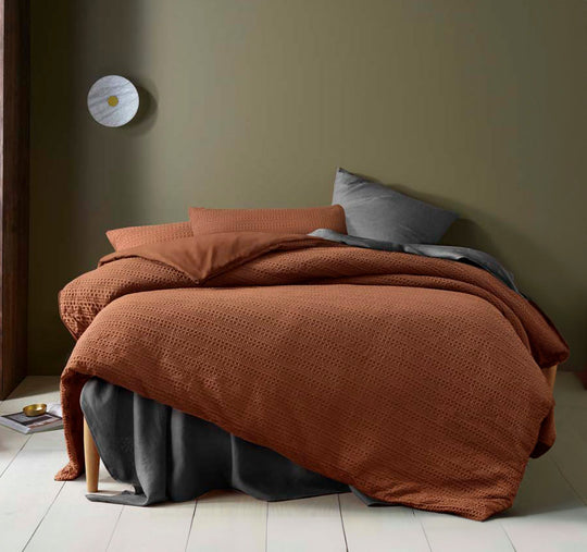 Soho Waffle Quilt Cover Set Range Tobacco