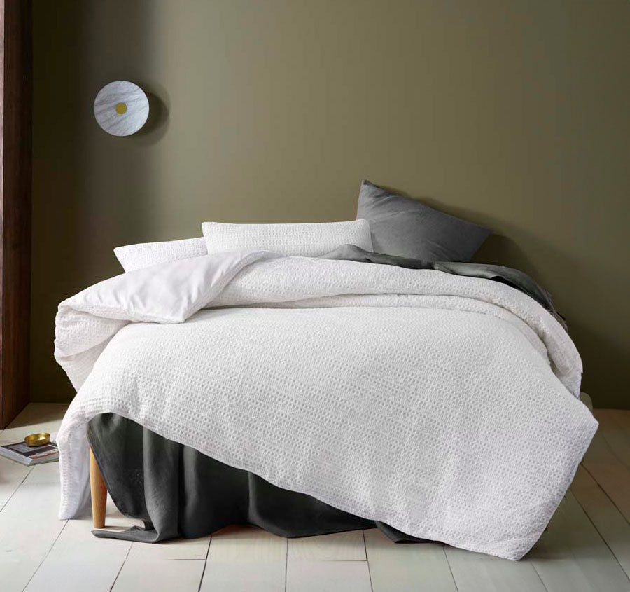 Soho Waffle Quilt Cover Set Range White