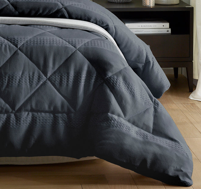 Waffle Stripe Comforter Set Range Slate