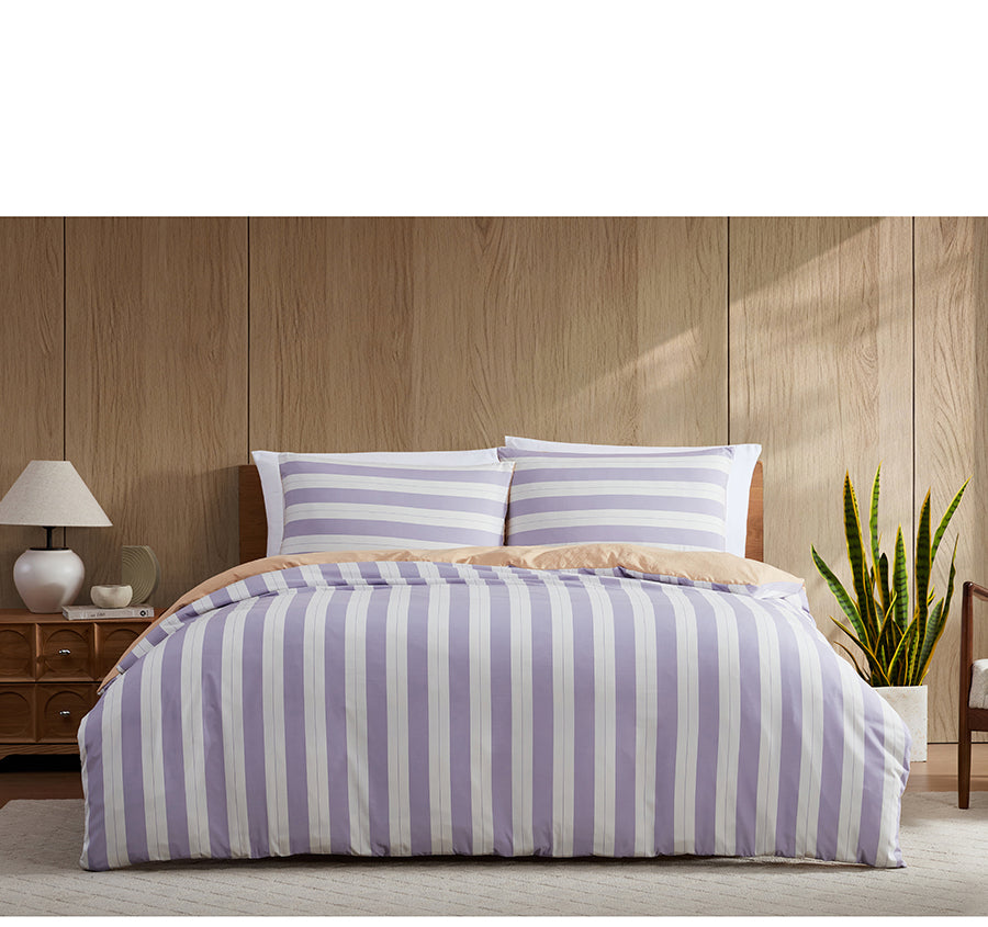 Eadie Stripe Quilt Cover Set Range Periwinkle