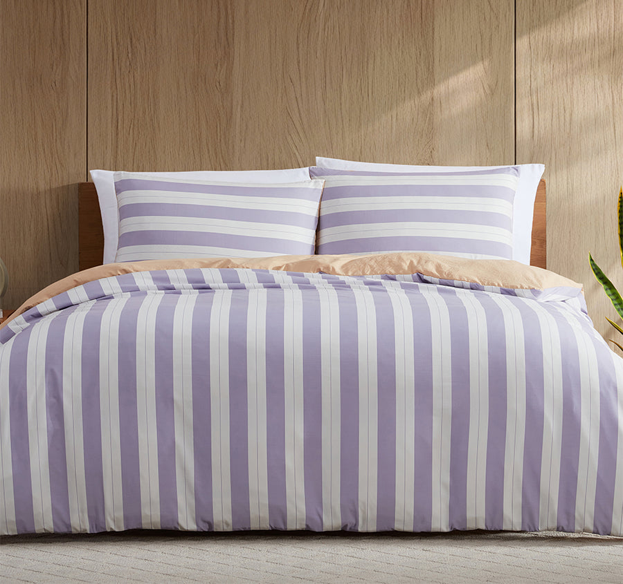 Eadie Stripe Quilt Cover Set Range Periwinkle