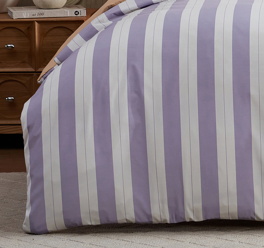 Eadie Stripe Quilt Cover Set Range Periwinkle