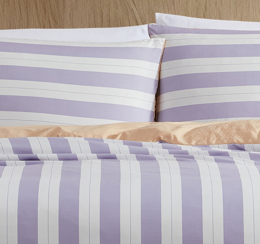 Eadie Stripe Quilt Cover Set Range Periwinkle
