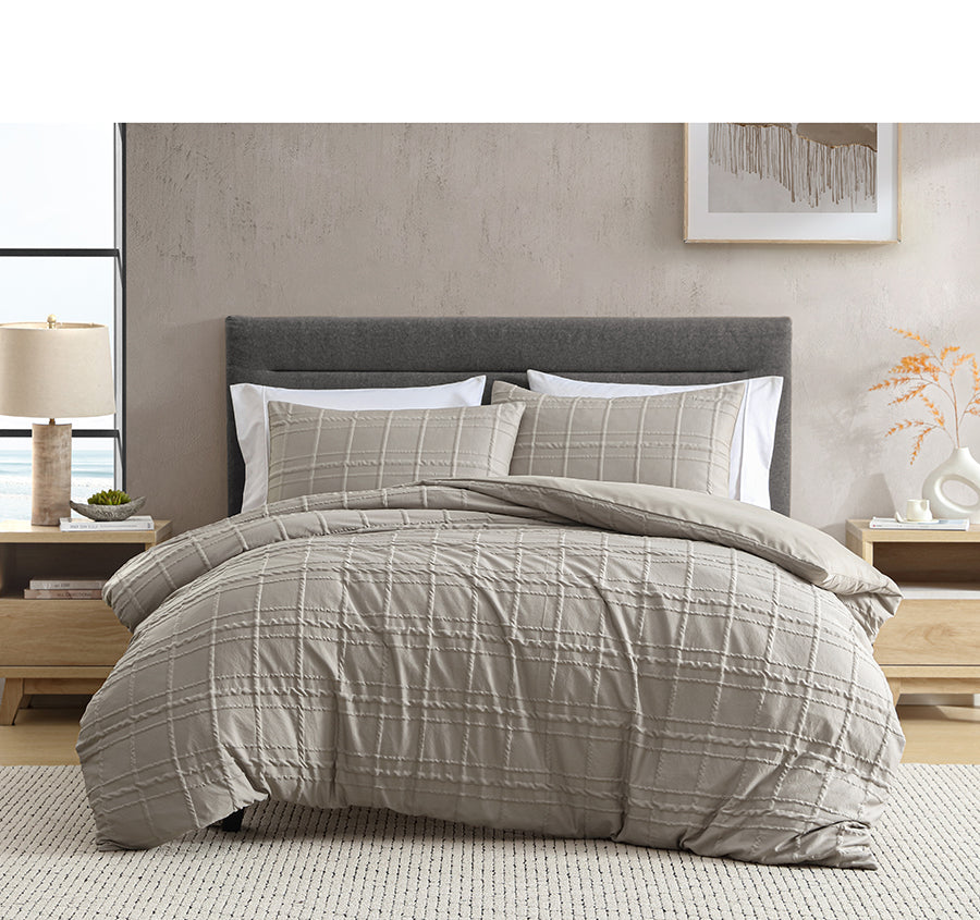 Leonard Quilt Cover Set Range Mocha