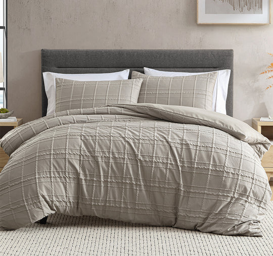 Leonard Quilt Cover Set Range Mocha