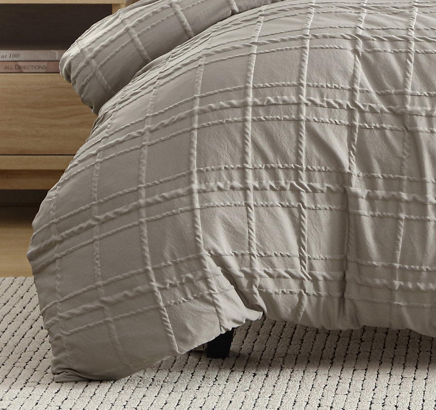 Leonard Quilt Cover Set Range Mocha