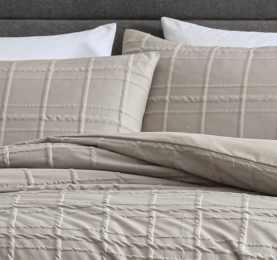 Leonard Quilt Cover Set Range Mocha