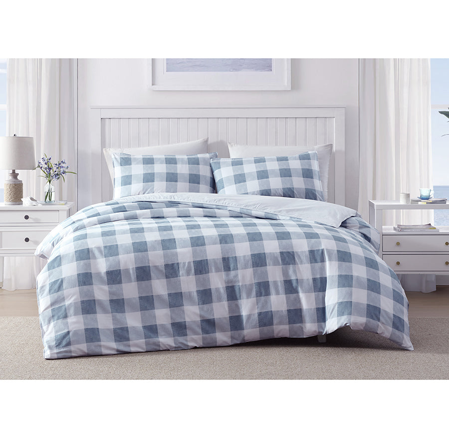 Ayre Check Quilt Cover Set Range Chambray