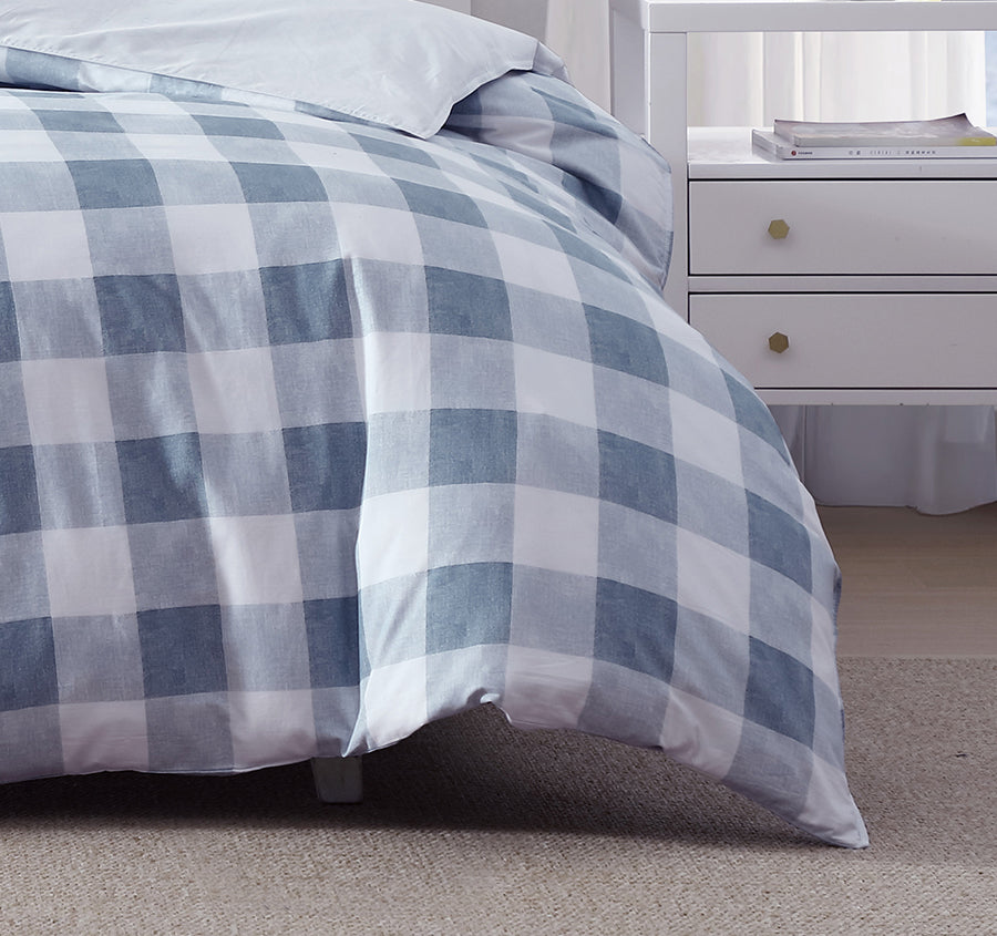 Ayre Check Quilt Cover Set Range Chambray