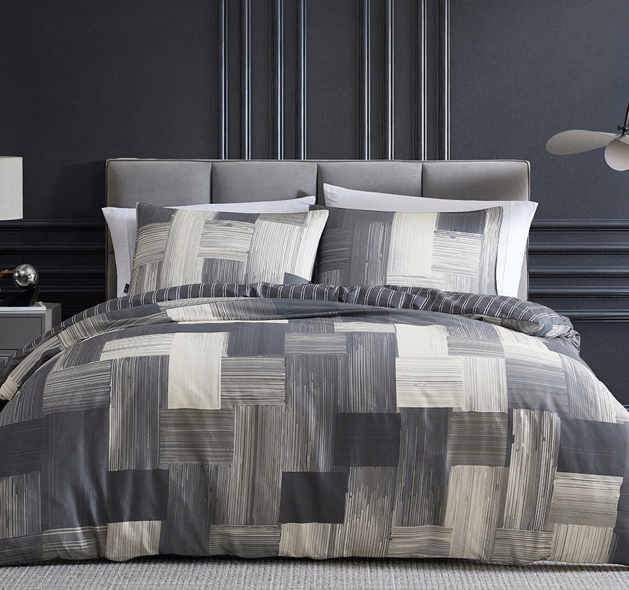 Cameron Quilt Cover Set Range Charcoal
