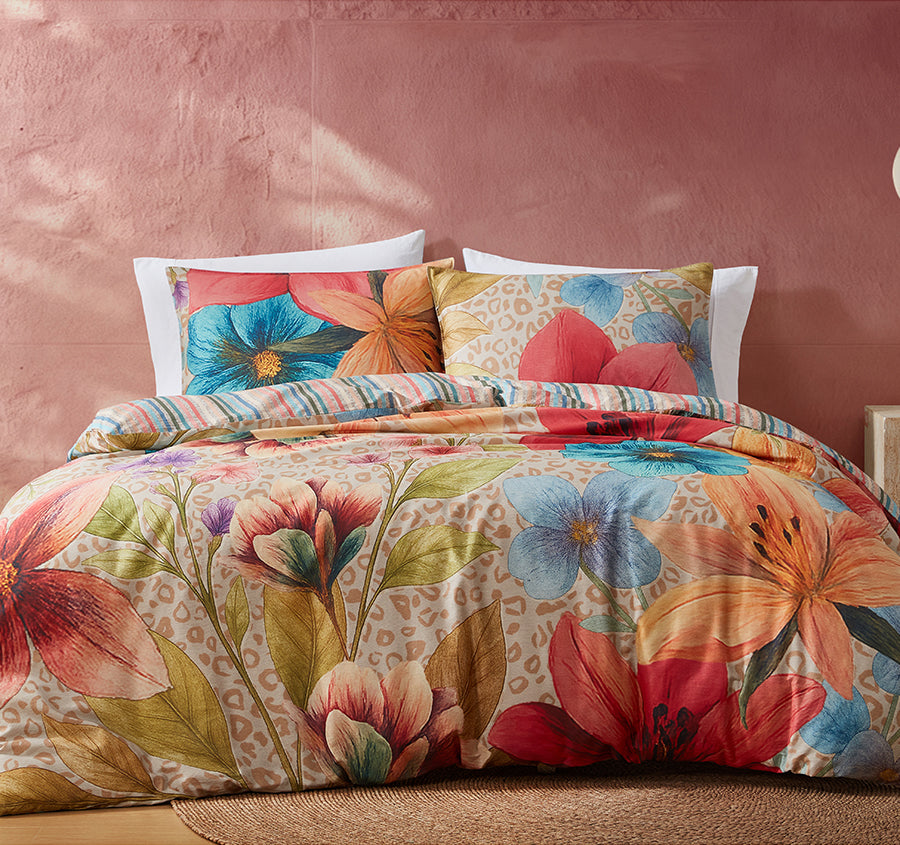Chloe Quilt Cover Set Range Coral