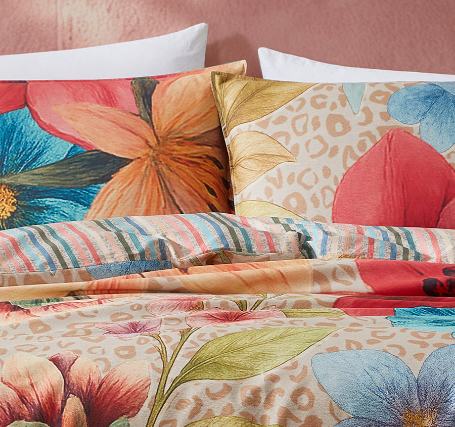 Chloe Quilt Cover Set Range Coral