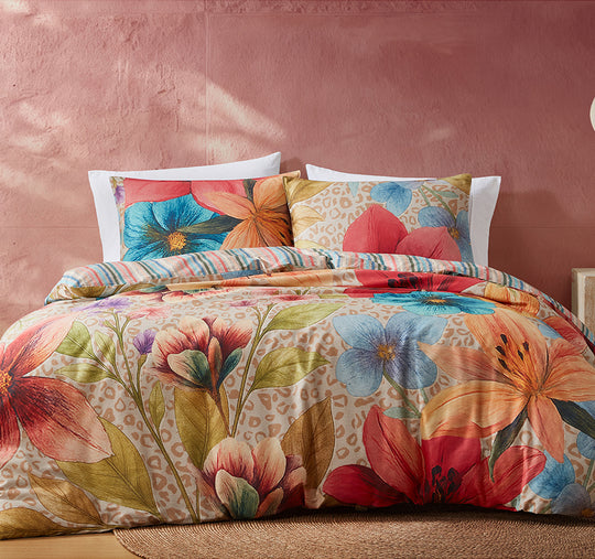 Chloe Quilt Cover Set Range Coral