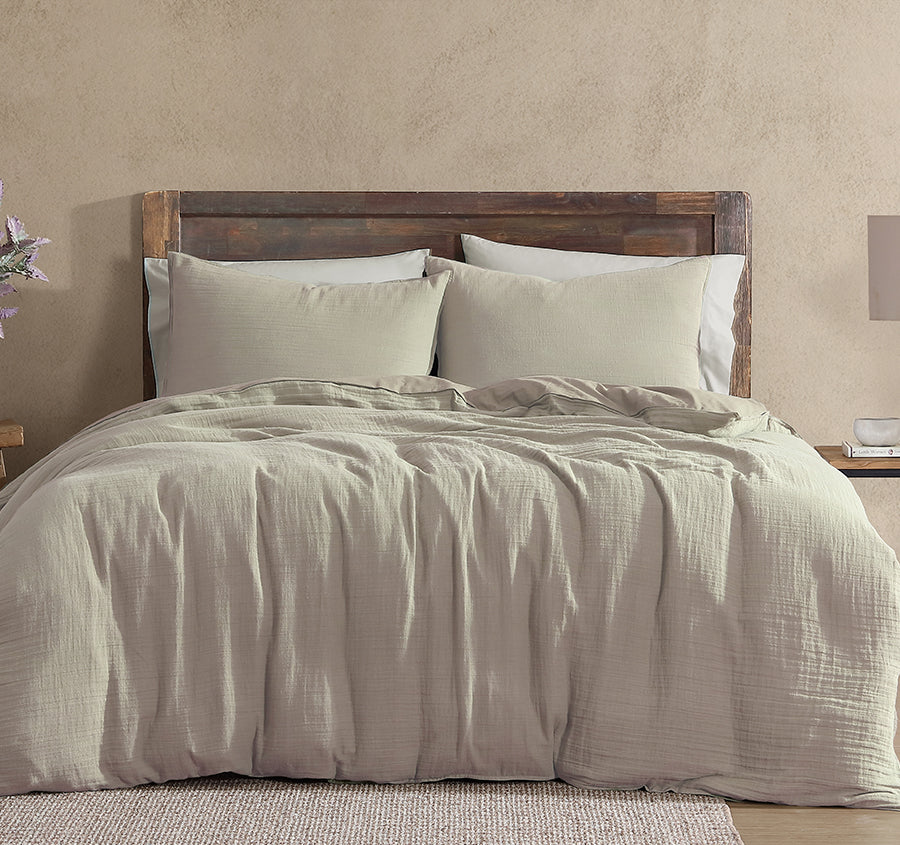 Earth Quilt Cover Set Range Coastal Grey