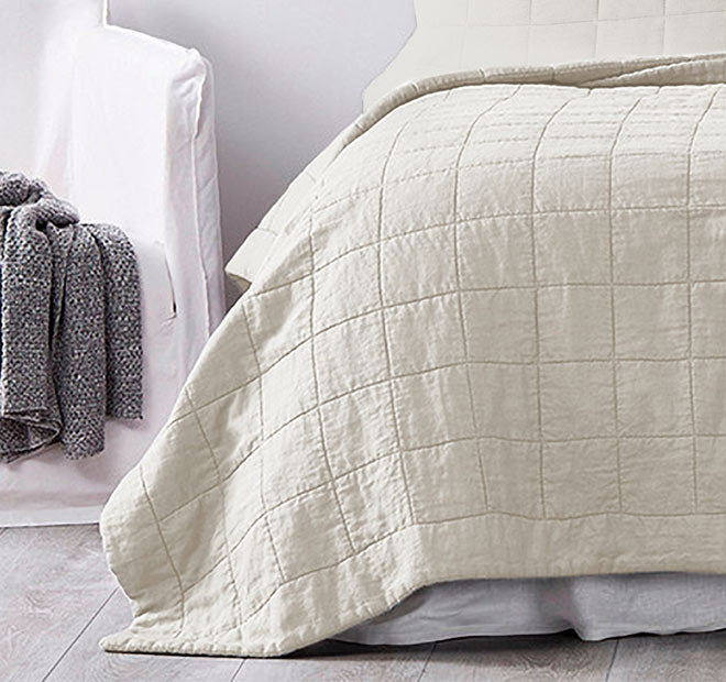 Harley Washed Cotton Queen Bed and King Bed Coverlet Set Nude